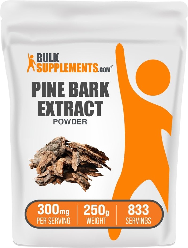 BulkSupplements.com Pine Bark Extract Powder - Herbal Supplement, Pine Bark Powder - Antioxidants Support, Gluten Free - 300mg per Serving, 250g (8,8 oz) (Pack of 1)