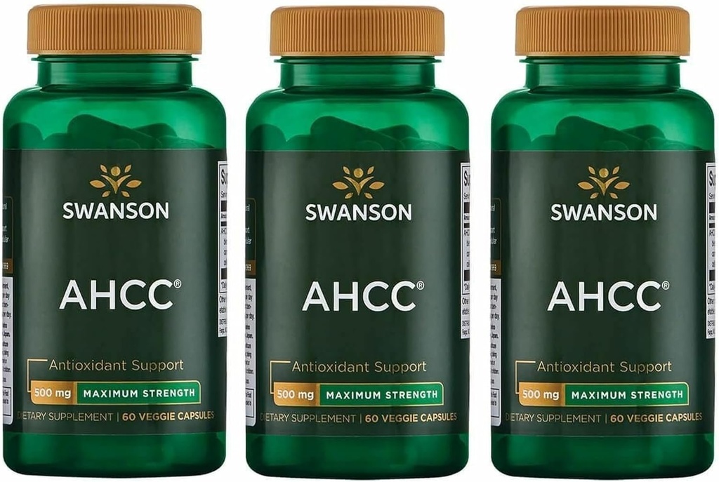 Swanson maksimal styrke AHCC - Fremme af avanceret immunforsvar - Naturligt supplement til hjælp NK celler & leverstøtte - (60 Veggie kapsler, 500 mg hver) (3 Pack)