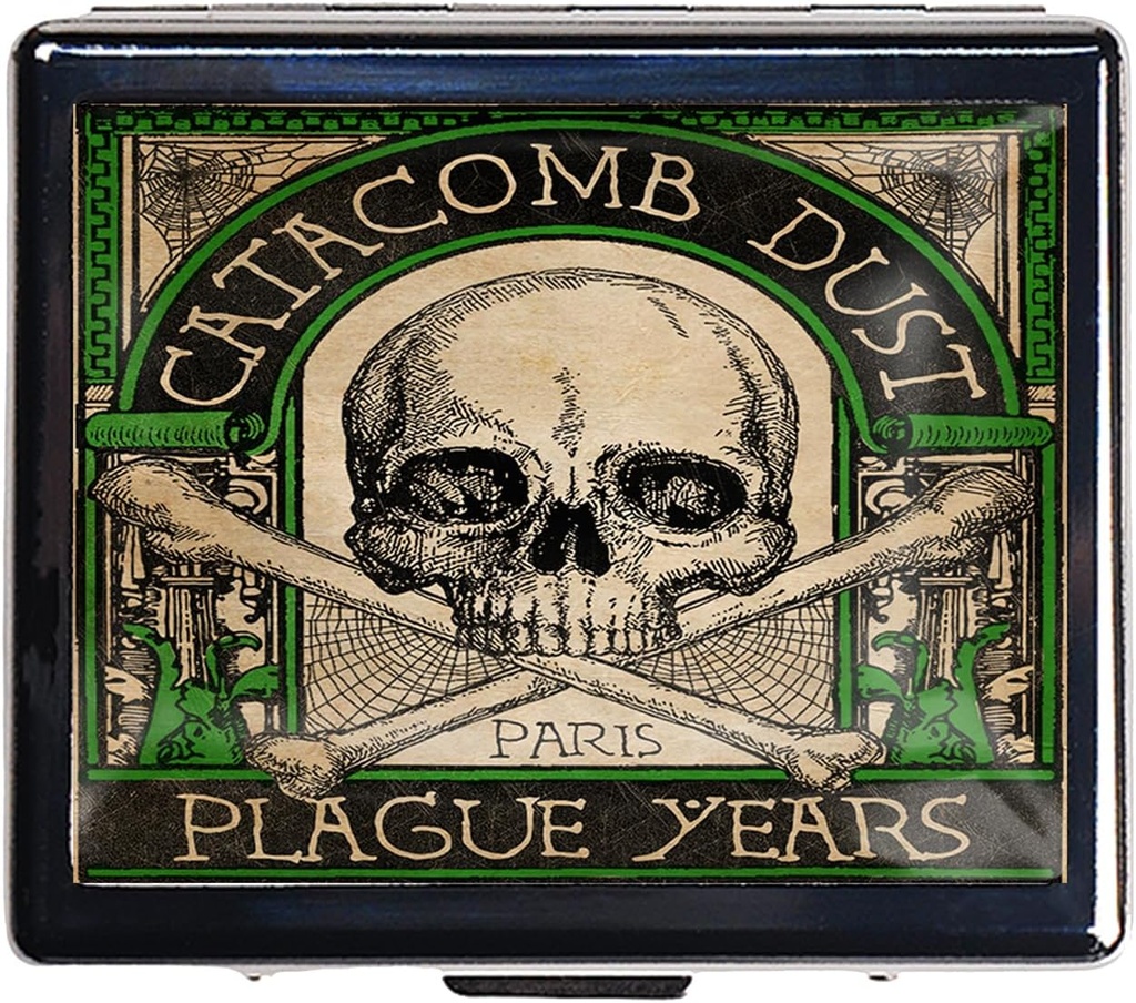 Sølv Vintage Pill Box 7 Dag Metal Pill Box med spejl og 8 kompartmenter Cute Travel Pill Organizer til Purse (Vintage Skull)