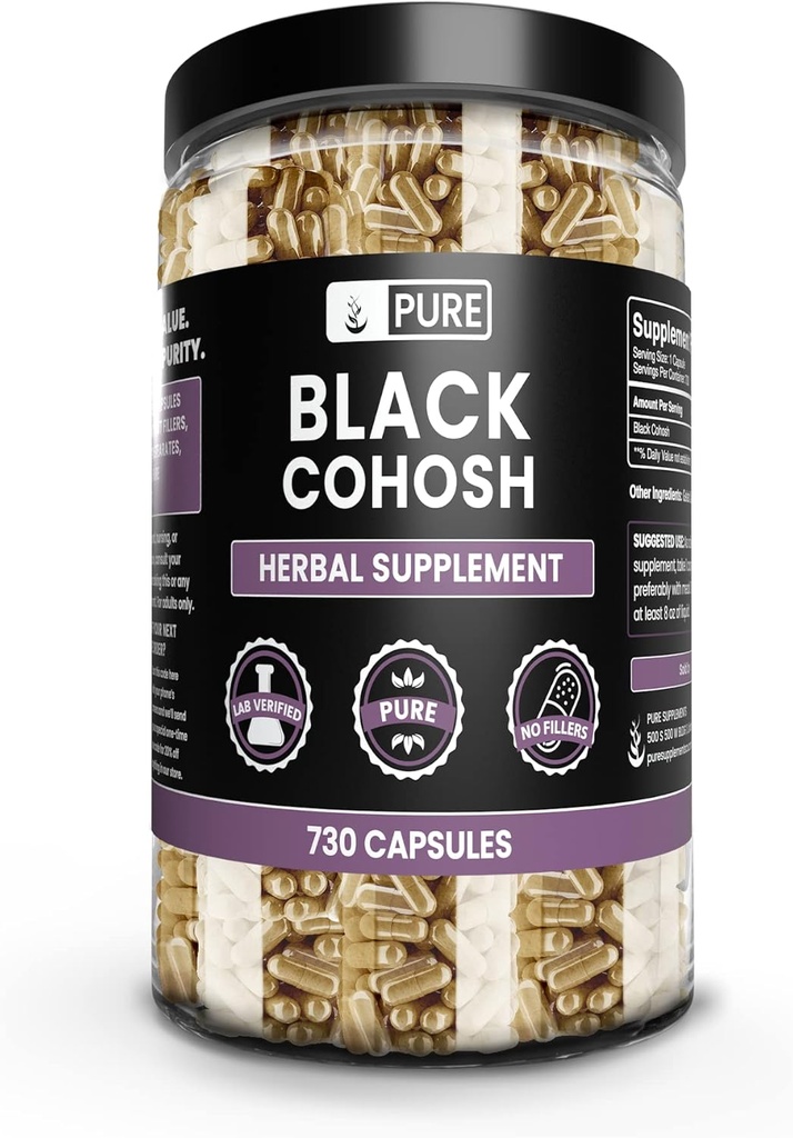 Pure Original Ingredienser Black Cohosh (730 kapsler) Ingen Magnesium eller ris Fyldere, Altid Pure, Lab Verified