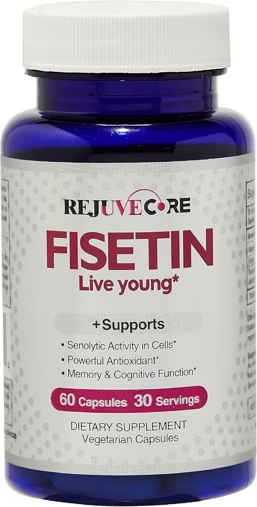Fisetin (60 Capsules, 1 Bottle) - Clean Dead Cells. Anti-Aging Supplement.