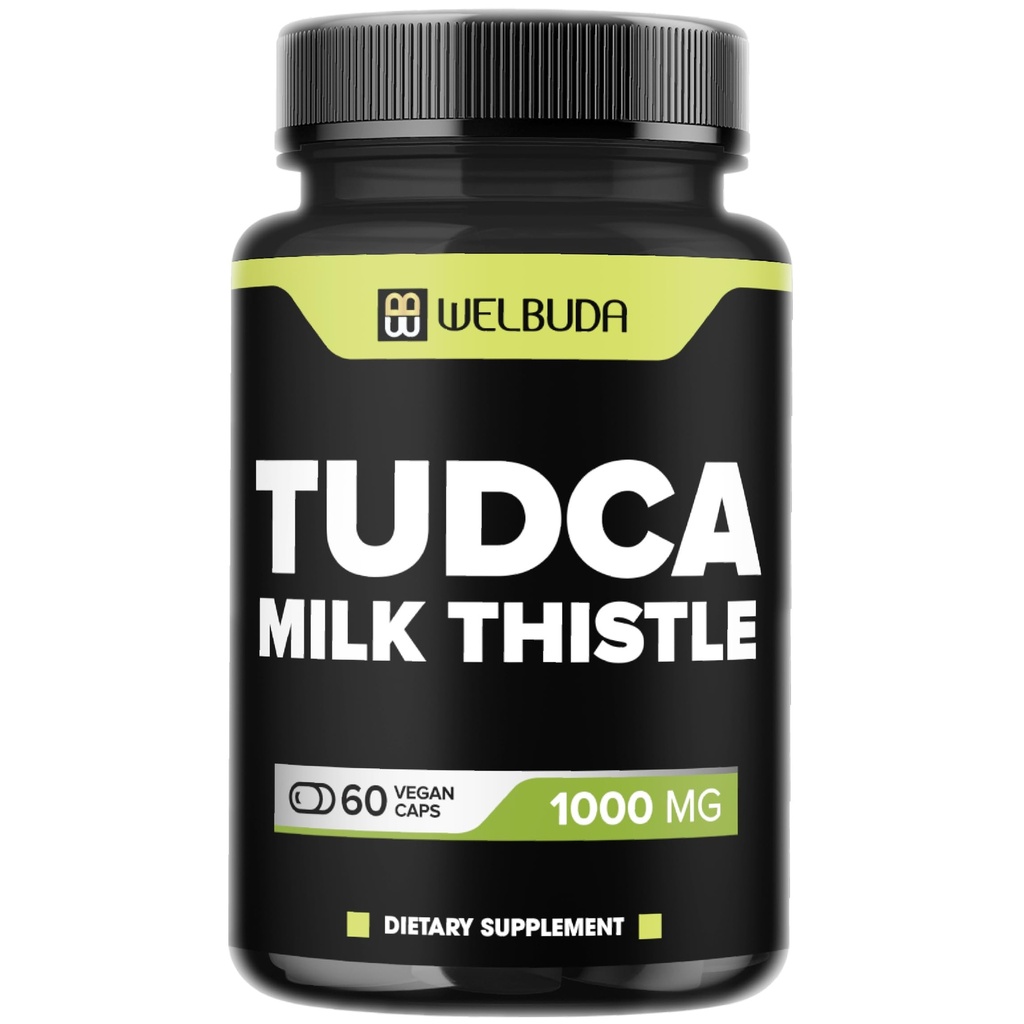 WELBUDA 1000mg Tudca tillæg med mælk Thistle Extract - 60 Veganske kapsler - Støtte til immunsystem, fordøjelse sundhed, organ rensning & hjerne sundhed