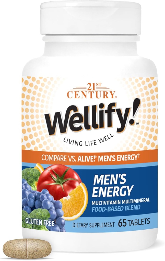 21. århundrede Wellify mænds energi Multivitaminer med mineraler, 65 Greve