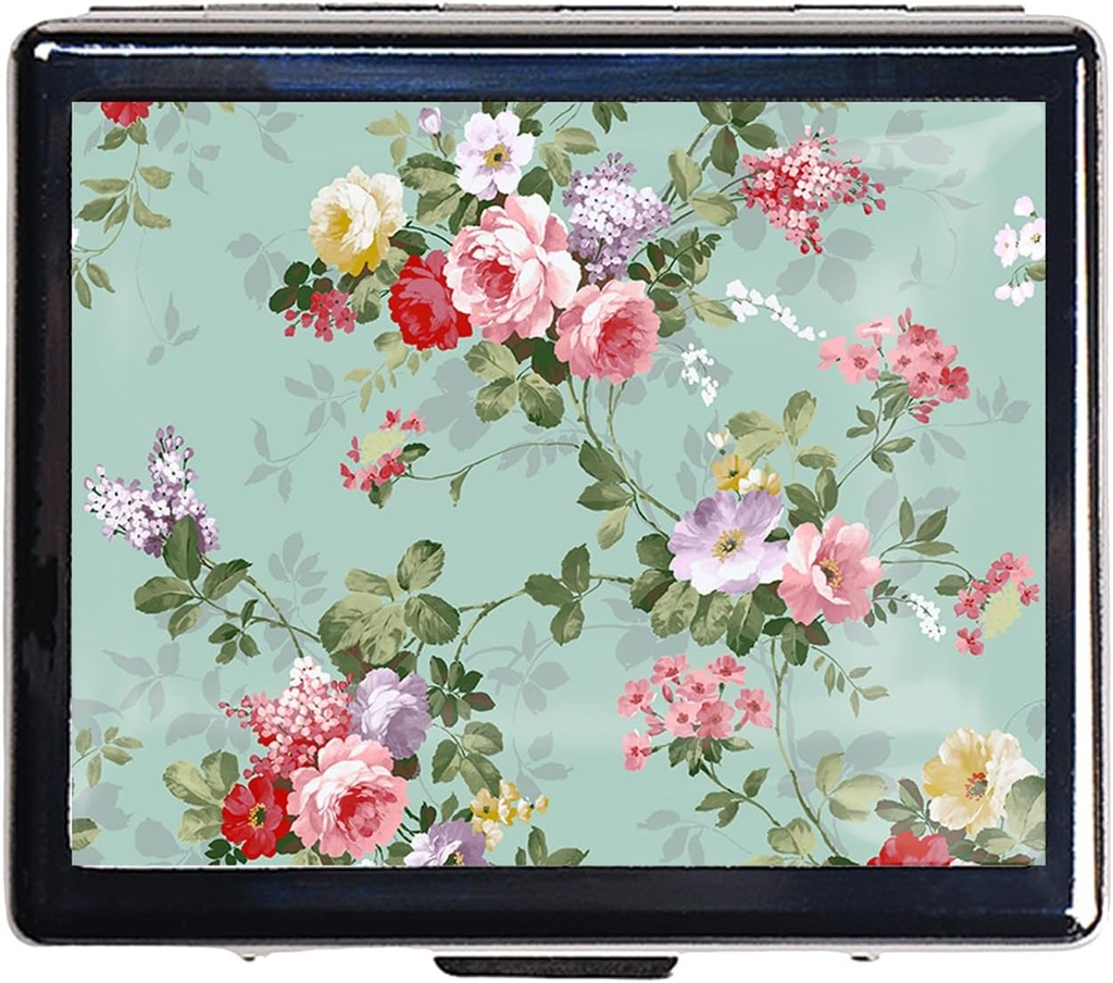 Sølv Vintage Pill Box 7 Dag Metal Pill Box med spejl og 8 Compartments Cute Travel Pill Organizer til Purse (Vintage Floral)