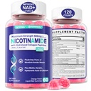 2 Pack - Nicotinamid 500mg Gummies, NAD + tillæg til kvinder & mænd w / Collagen Peptider, (Flush Free Niacin) Vitamin B3 Niacinamid til anti- Aging, NAD + Niveauer, lang levetid, fokus og hjerne, sukkerfri