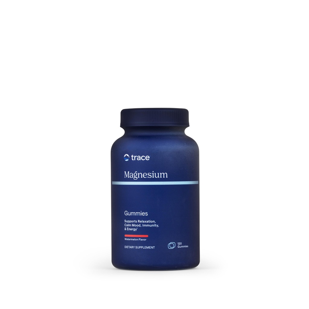 Trace Minerals Magnesium Gummies - Understøtter en rolig Mindset - Magnesium Chewables for børn og voksne - Ben, fordøjelse, hjerte sundhed & immunforsvar - Watermelon Flavor - 120 Greve (120 Servere)