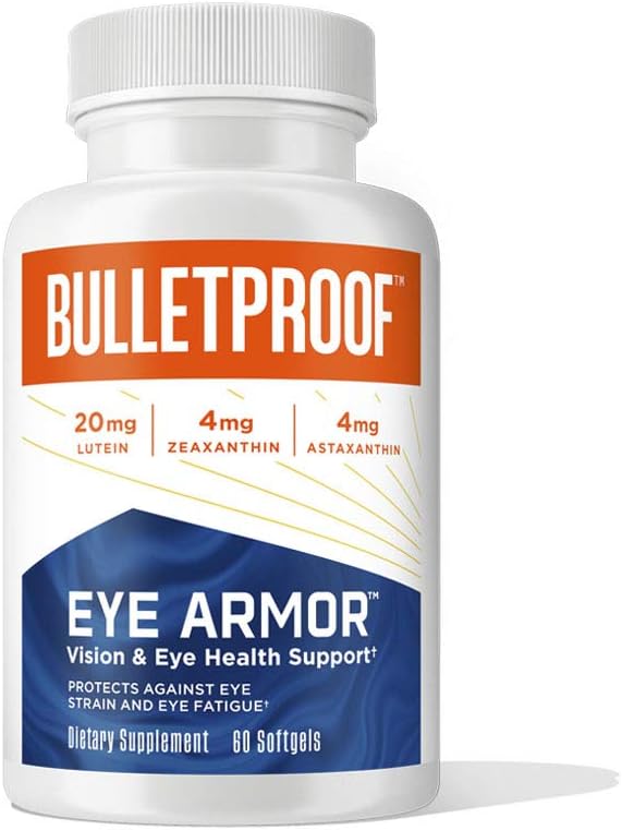 Skudsikkert Eye Armor supplement bløddele, 60 greve, tillæg for øje sundhed og blå lys beskyttelse