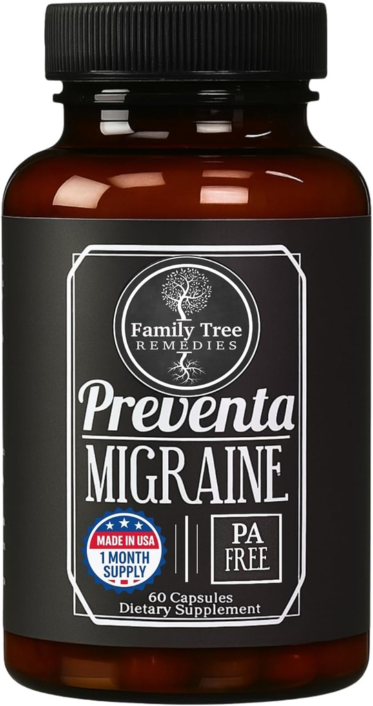 Preventa Migraine Relief Supplement - PA- Free Butterbur, Magnesium, Riboflavin, Feverfew - Daglig forebyggelse af hovedpine - 60 kapsler