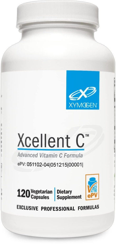 XYMOGEN Xcellent C - højdosis C-vitamin tillæg med BioPerine for forbedret absorption - Bufferet for at minimere GI- upset - immunsupport + antioxidanter supplement (120 kapsler)