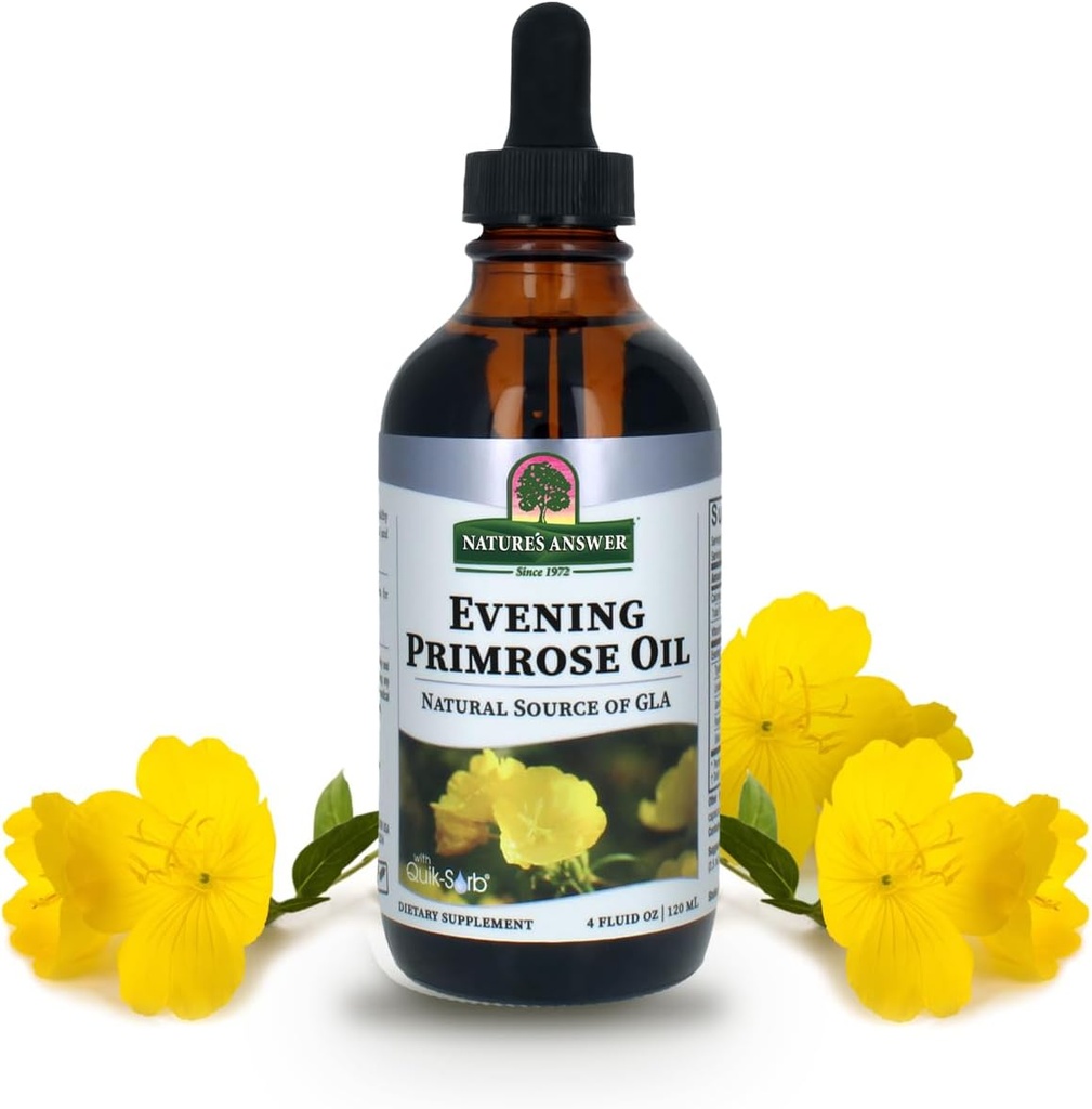 Naturens svar flydende aften Primrose Oil 4oz Flydende • 124; Kold presset • 124; Essential alle naturlige fugtighedscreme til hår, hud, negle • 124; Rosacea Psoriasis • Eksem • Relief • 124; Enkelt tal