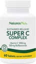 NaturePlus Super C Complex, Vedvarende udgivelse - 60 tabletter - 1000mg C-vitamin + 500mg Bioflavonoider - Vegetarisk, Gluten Gratis - 60 Servere