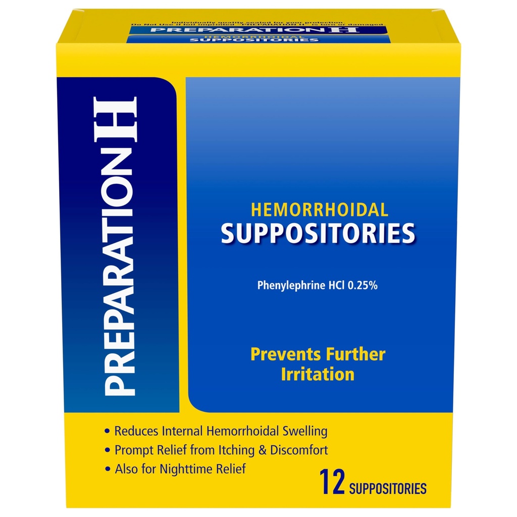 Forberedelse H Hæmorroide supppositorier til klø og ubehag Relief - 12 greve (pakke med 1)