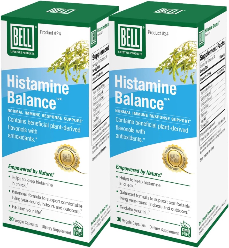 Bell Histamine Balance - Natural Supplement, Optimering af immunrespons & Vedligeholdelse af sund respiration Comfort - Unique Blend, 60 Veggie Caps