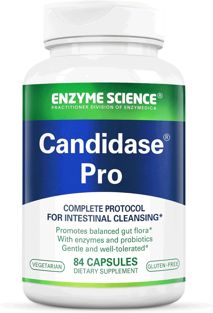 Enzyme Science Candidase Pro - fordøjelsesenzymer med probiotika Design for Candida Cleanse og Detox Support til kvinder og mænd - Gut Health - Enzimas Digitivas - 84 kapsler