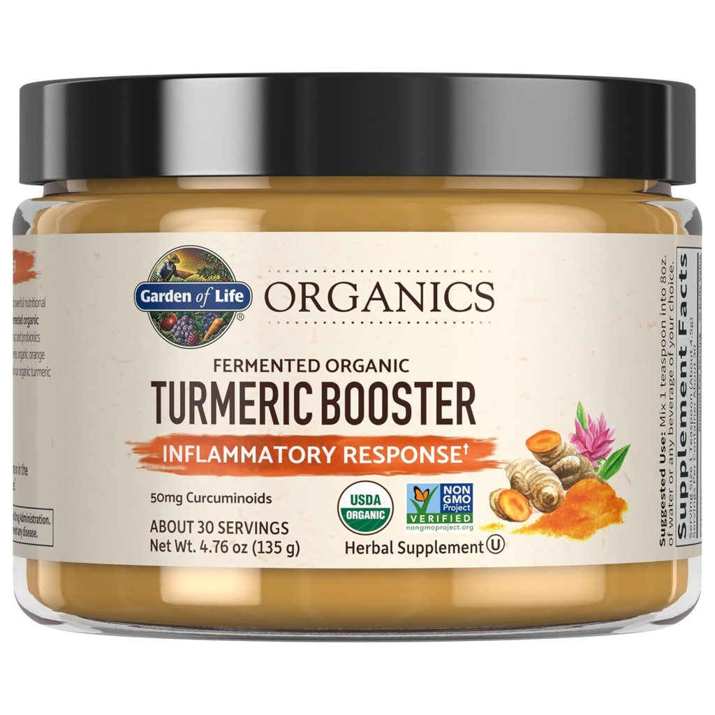 Have of Life Organics Gurkemeje Booster Inflammatorisk respons pulver - 30 Servering, 50mg Curcumin (95% Curcuminoids) & Probiotika, Organic Non- GMO Vegan & Gluten Free Herbal Kosttilskud