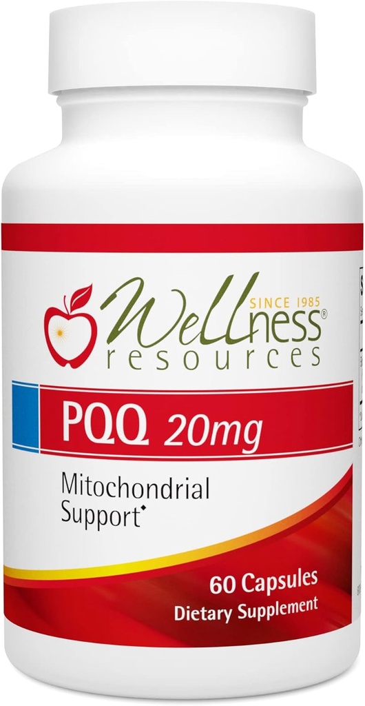 PQQ 20mg BioPQQ, Best Value for Natural BioPQQ (60 Capsules, 20mg PQQ) - Natural Source, Gluten Free, Veggie Capsule