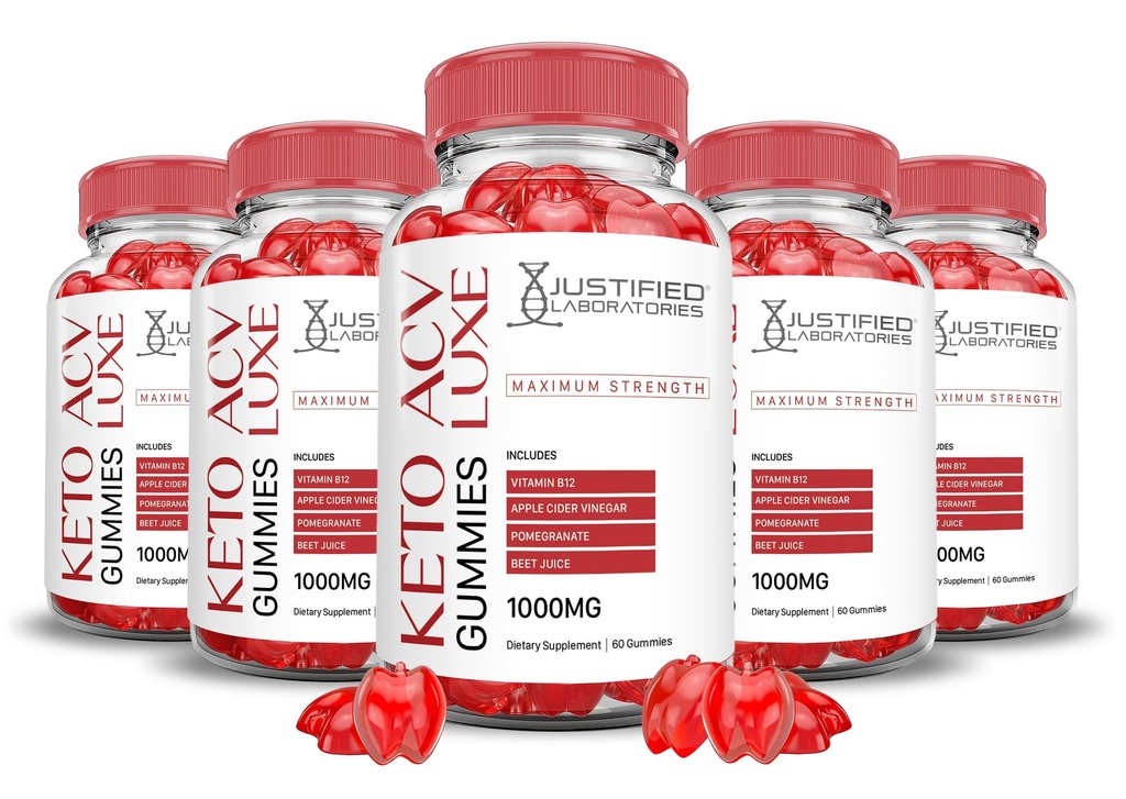 (5 Pack) Luxe Keto ACV Gummies Advanced Formel 1000MG Luxe Keto Gummies Apple Cider Vinagar Formuleret med Pomegranat Beet Juice Powder B12 Vegan Non GMO 300 Gummys