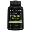 Vital Vitaminer Probiotisk Kompleks for Mænd og Kvinder - 70 Millioner CFU - Lavet med Prebiotic Blend - fordøjelsesbesvær, Gut Health, & immunforsvar - Kraftfuld Blend af 10 Sprains - 30 Kapsler