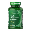 Puritans Pride Triple Magnesium Complex med Magnesium Oxide, Aspartat, og Citrate 400mg, Kosttilskud til muskel, hjerte, nerve, og ben støtte, 120 hurtige frigivelse kapsler
