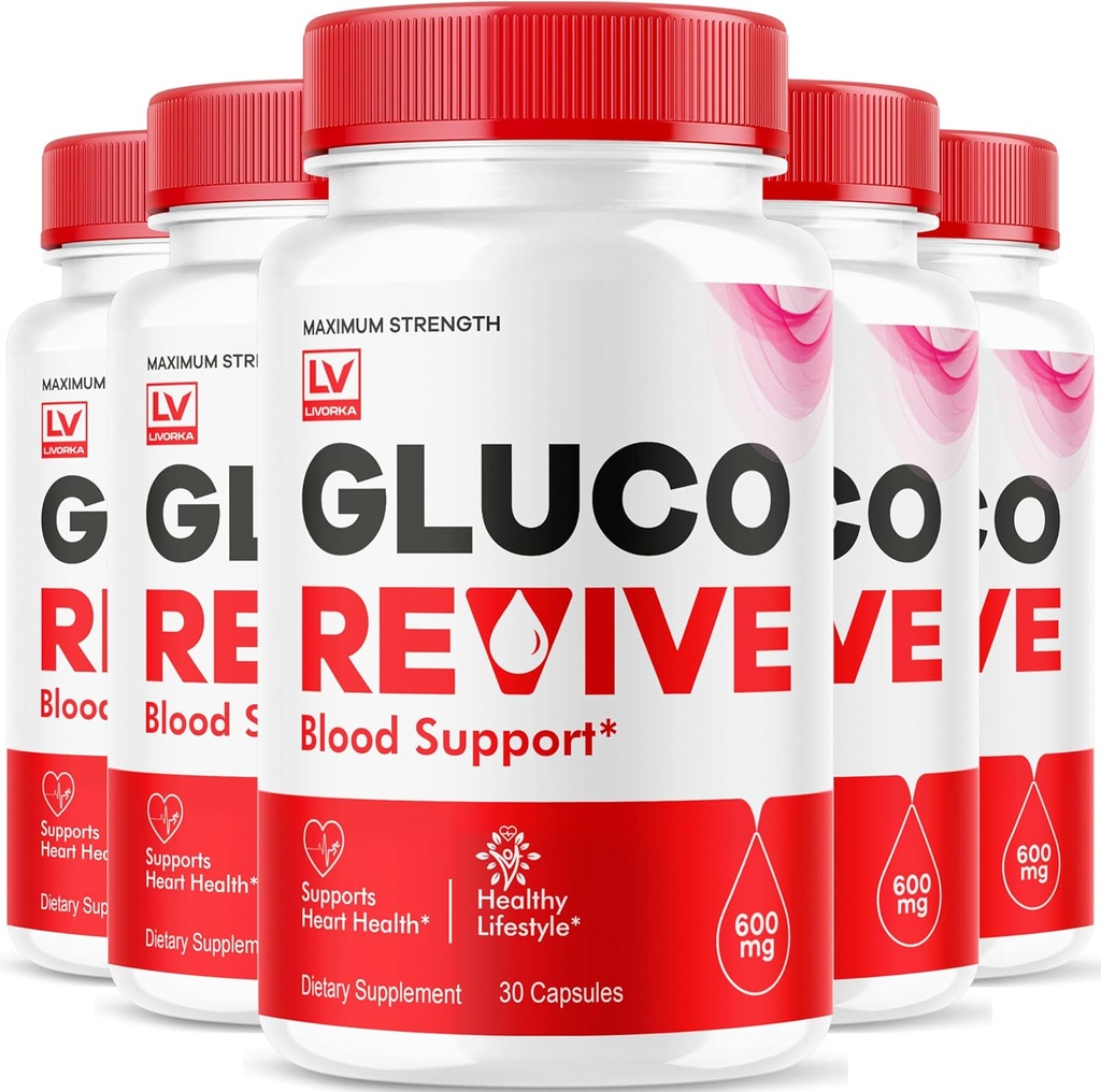 (5 Pack) Gluco Revive - GlucoRevive, Gluco Revive Pills,GlucoRevive Support, GlucoRevive Capsules, Gluco Revived All Natural Premium Formula, Gluco Revive Pills Reviews, 150 Capsules For 5 Months