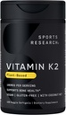 Sports Research Vitamin K2 som MK-7 100mcg med kokos MCT Oil - 120 Veggie Softgels (4 Måned Supply) Vegan Certified, Non- GMO Verified, Gluten & Soy Free