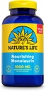 Nature 's Life Monolaurin 1000 mg, Nærende Monolaurin fra Natural Raw Coconut, Immun Support, Gut Health, Balanceret Gut Flora, 60- Day Garanti, 125 Servering, 250 Vegetariske Kapsler