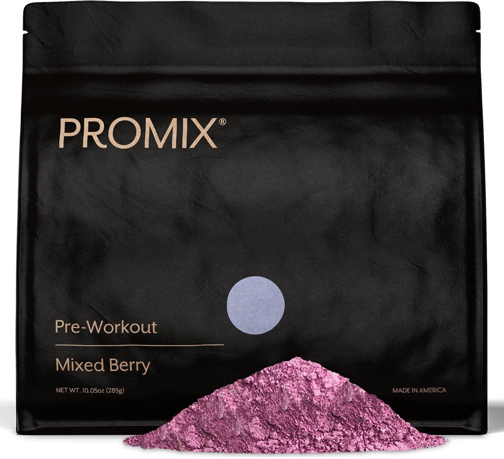 ProMix Nutrition Pre- Workout Powder, Mixed Berry - Maksimize Focus & Performance - Hjælper Muscle Gain, Endurance - Vitamin B12, Koffein, Beta- Alanine & L- Tyrsosine - 30 Serveringer (Pack of 1)