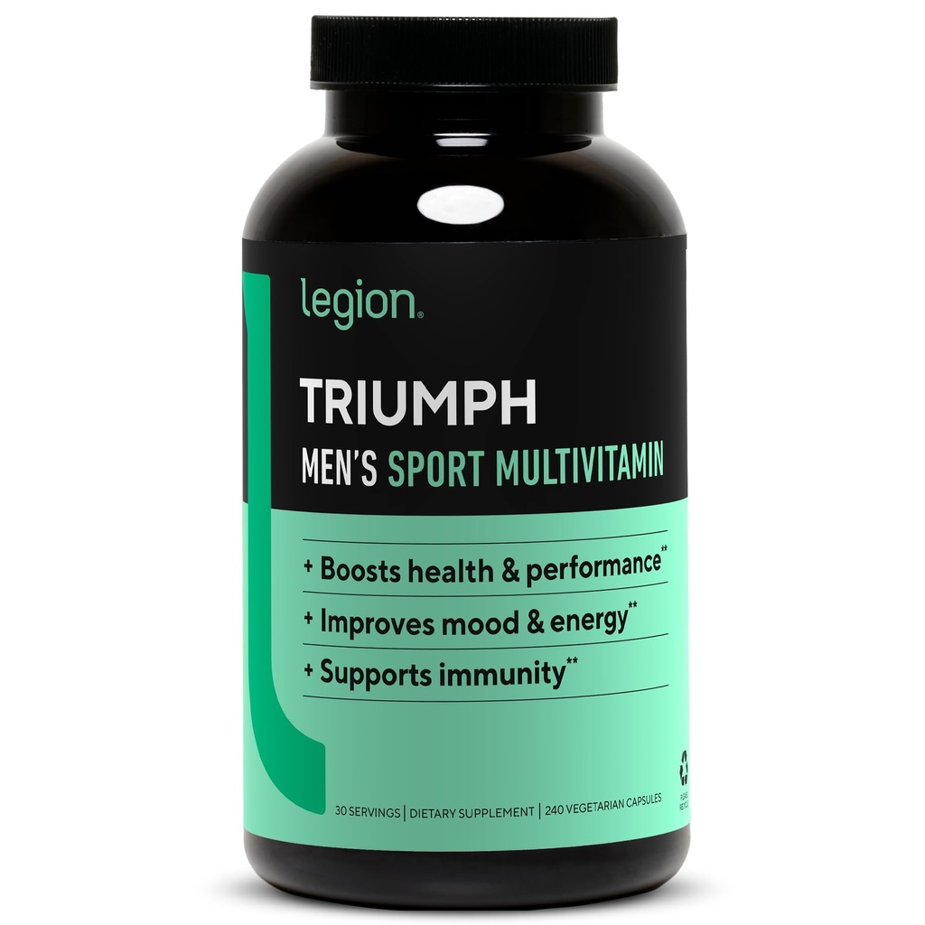 LEGION Triumph Mænd Sport Vitamin - Komplet Multivitamin til mænd - Daglige vitaminer til mænd til at øge sundhed og ydeevne - Mænds Multivitamin med 21 Vitamin & Min - 30 Servering