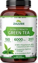 Zazzee Extra Strength Green Tea 20: 1 Extract, 6000 mg Strength, 50% EGCG, 98% Polyphenoler og 80% Catcehins, 150 Vegan Kapsler, 5 måneder Supply, Standardized and Concentrated 20X Potency, Non-GMO