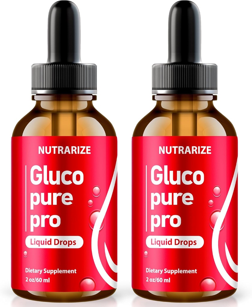 NutraRize (pakke af 2 Gluco Pure Pro Drops, Officiel Formel til at støtte sunde og stabile niveauer, Premium Blood Supplement for total sundhed og wellness, Gas anmeldelse (60 Servere)
