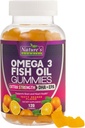 Omega 3 Fish Oil Gummies, Heart Sunde Omega 3 Gummy supplement med høj Absorption DHA & EPA, Ekstra styrke Joint & Brain Support, Lækker Orange Flavor Fish Oil Nature Vitamin - 120 Gummies