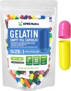 XPRS Nutra Størrelse 1 Tomme kapsler - 100 Tomme Gelatine kapsler - Piller til det selv Capsule Fyldning - Pure Bovine Pille Gel Caps til at fylde med dine kosttilskud (Multi Color)