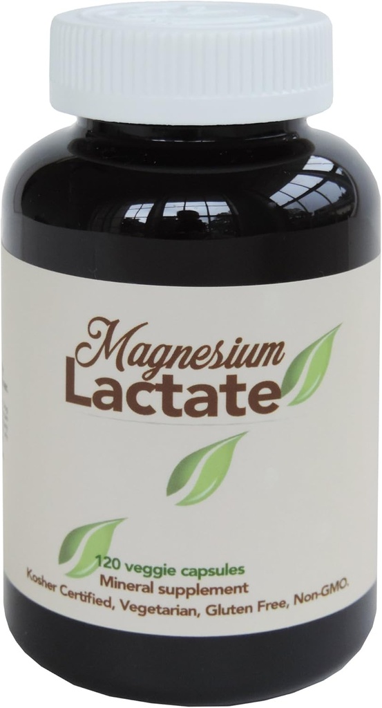 Magnesiumlactat 500 mg per servering, 120 Let at synke små vegetariske kapsler. Gluten Free. Meget biotilgængelig formering. Høj Absorption. Lavet i USA.
