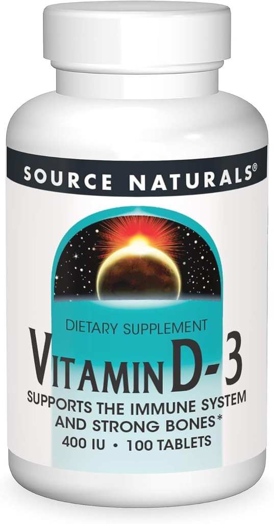 Source Naturals Vitamin D-3 400 iu, understøtter immunsystemet og stærke knogler * - 100 tabletter