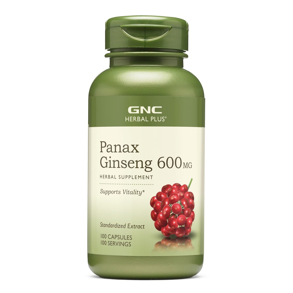 GNC Herbal Plus Panax Ginseng 600mg, Understøtter Vitality, 100 kapsler