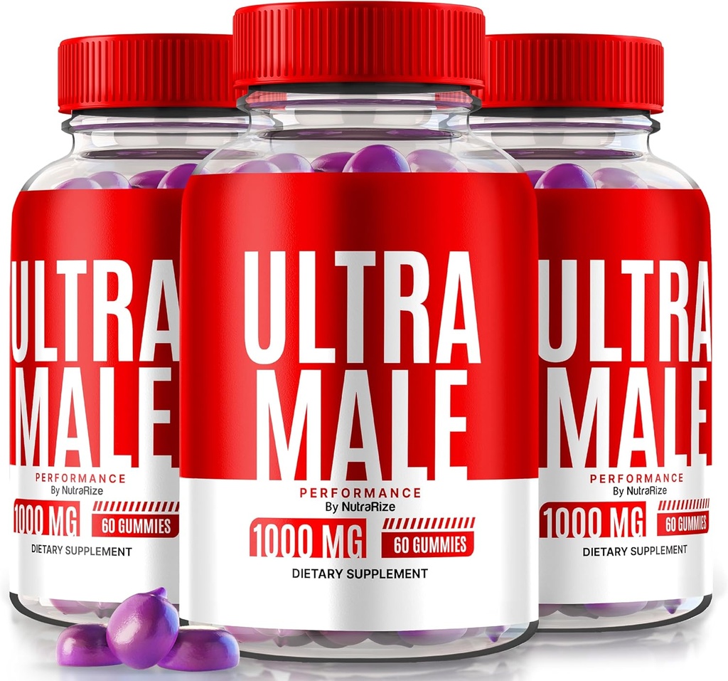 (3 Pack) Ultra Mand Gummies, Ultra Mand 1000 MG Gummies, Ultra Mand Vitamin Gummies, Alle naturlige supplement til Boost Daily Performance og Samlet Sundhed, Officielle UltraMale anmeldelser (180 Gummies)