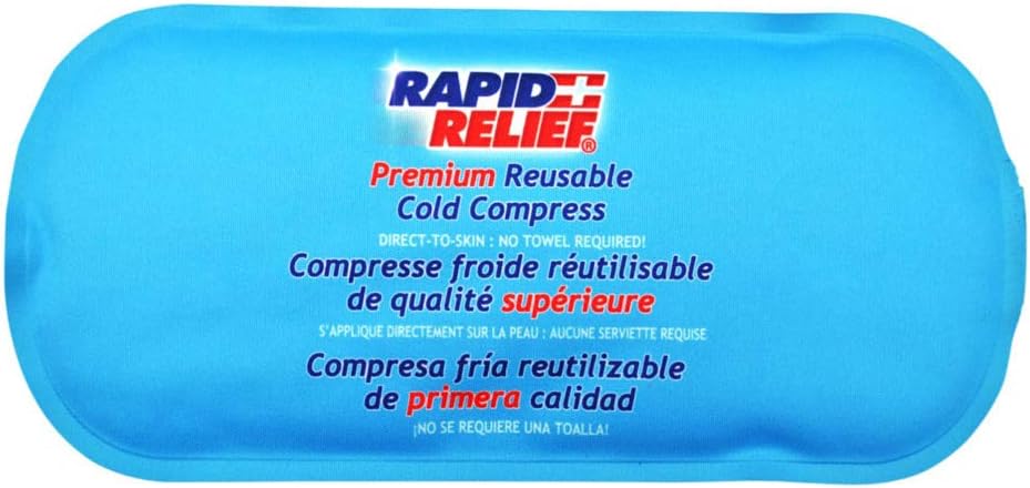 Hurtig Relief Genbrugelig Gel Cold Compress - Soft Fabric Cold Pack til skader, Førstehjælp, Sprainer, Hovedpine, Muskelakker, og Smerte Relief 5 "x 11" Lille