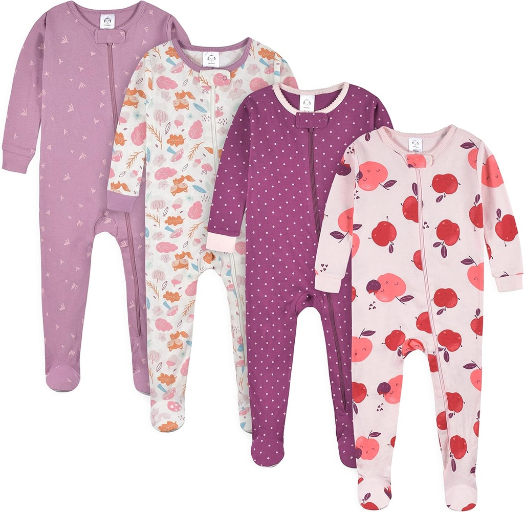 Gerber Baby Girls Baby- girls 4-pack Footed pyjamas