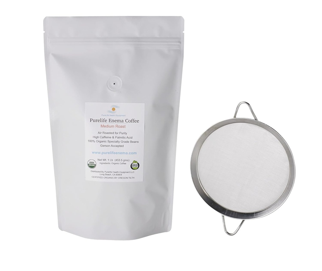 Purelife Enema Kaffe og kaffe Enema Strainer - Mold og svamp fri - Medium Ground "Air" Ristet - Gerson accepteret - Skibe direkte fra producent