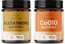 HERBAMAMA Glutathion og CoQ10 Kit - Bundle of 500 mg Reduceret L- Glutathion og 200 mg CoQ10 Gummies - Vegan, Non- GMO, Gelatin- Free - 2 Pack