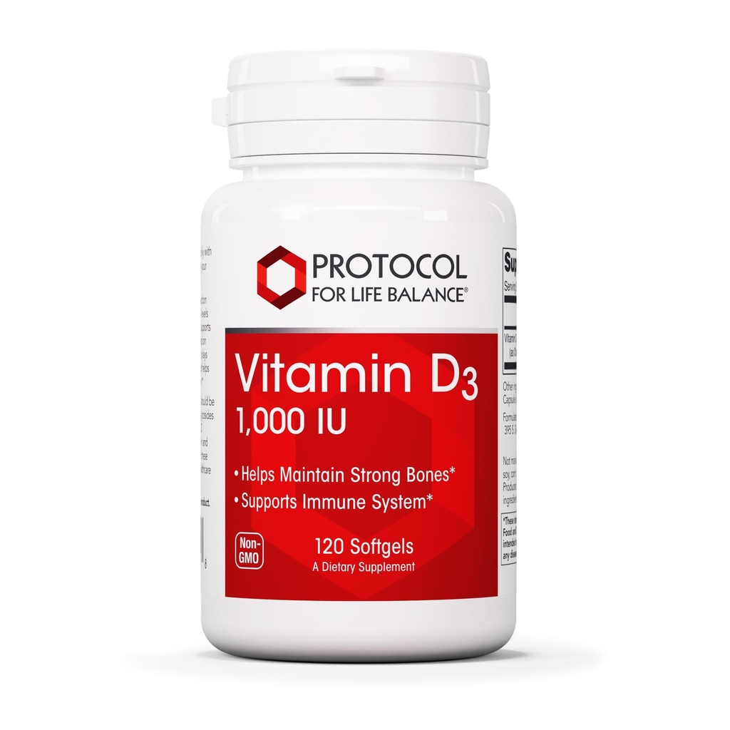 PROTOKOL FOR Life BALANCE Vitamin D3 1000 IE - immunforsvar stærke knogler og tænder - 120 Softgels