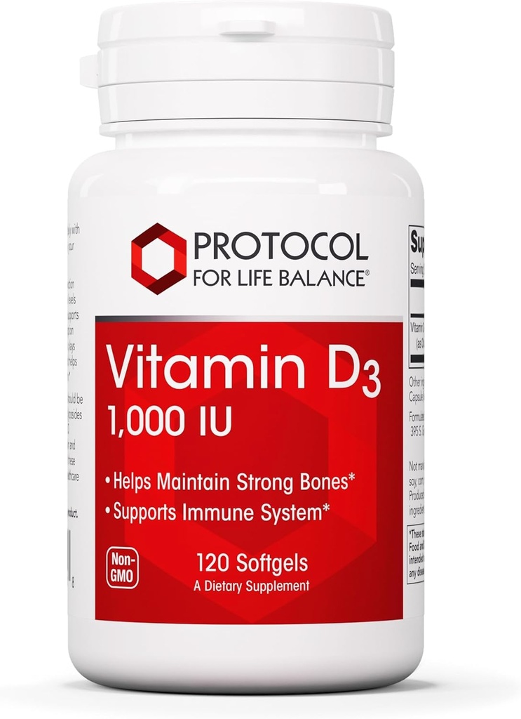 PROTOKOL FOR Life BALANCE Vitamin D3 1000 IE - immunforsvar stærke knogler og tænder - 120 Softgels