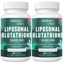 8- 1- Liposomal Glutathion 2400 MG, High Absorption Antioxidant Formel - med Hyaluronsyre, Alpha- Lipoinsyre, Resveratrol - Hud, Lever Detox & immunsystem, 120 Softgels
