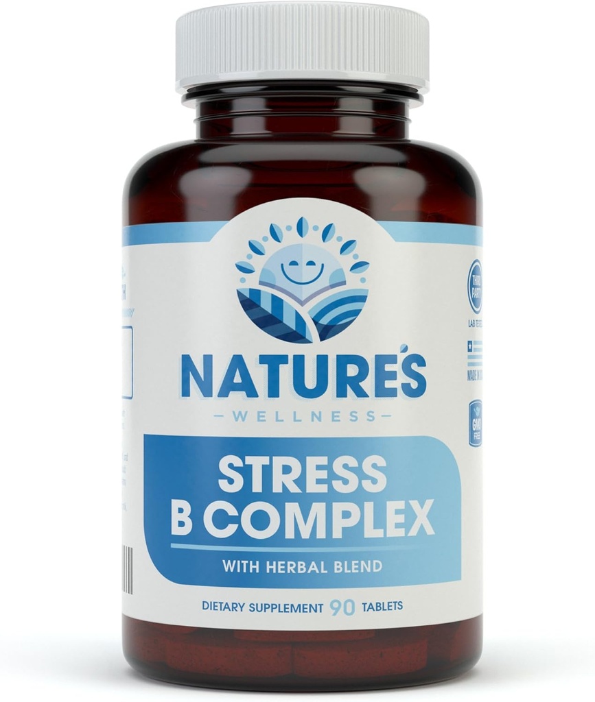 Vitamin B Complex Stress Relief • 124; Alle naturlige Mood Enhancer og Stress Support • 124; Stress B Complex med Herbal Extract Blend Plus C-vitamin, PABA, og Cholin