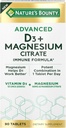 Nature 's Bounty Advanced Vitamin D3 med Magnesium Citrate immunformel, understøtter immunforsvar og bensundhed, 90 tabletter