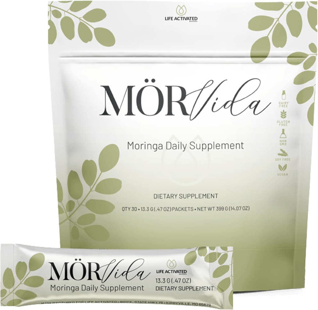 Mörvida Daily Supplement - Moringa Oleifera fra The Himalayas - Højt i C-vitamin, Calcium & Protein -Rig i mineraler, Protein & Mere - 30 Sachets