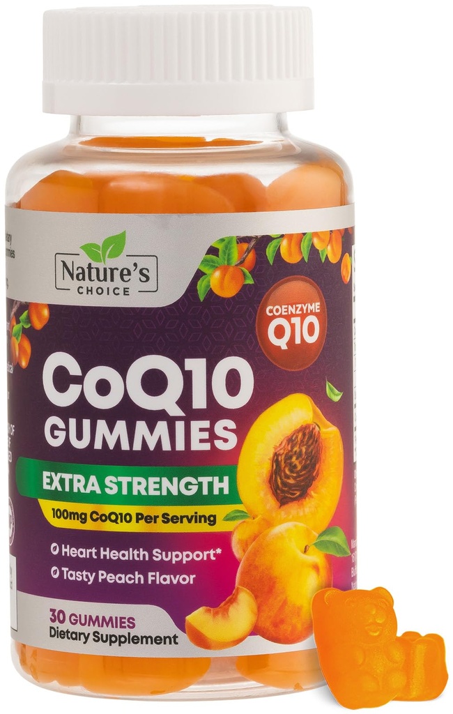 CoQ10 Gummies til voksne 100mg - 3X Styrke, Høj Absorption, Antioxidant Supplement for Heart Health Support & Energy Production, Ultra Coenzym Q10 Vitamin, Coq 10 Kosttilskud - 30 CoQ10 Gummies