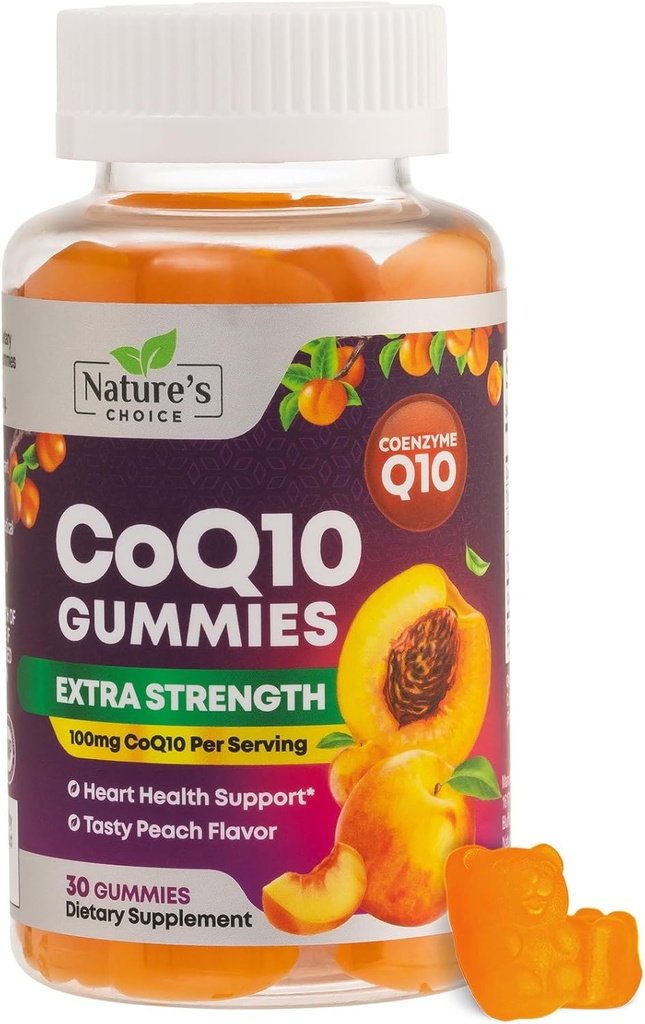 CoQ10 Gummies til voksne 100mg - 3X Styrke, Høj Absorption, Antioxidant Supplement for Heart Health Support & Energy Production, Ultra Coenzym Q10 Vitamin, Coq 10 Kosttilskud - 30 CoQ10 Gummies