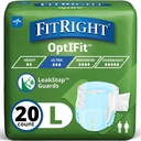 FitRight Voksen bleer, Ultra Heavy Absorbence, L (Waist Størrelse 44in -56in), 20 Greve, OptiFit Inkontinens Briefs for Mænd og Kvinder, Disable, Moisture- Wicking, Læk Beskyttelse,