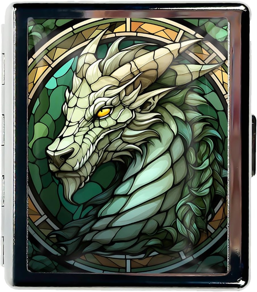 Travel Pill Organizer Small Pill Case for Purse Essentials 7 Days Cute Pill Box with Mirror Portable Pill Box for Pocket or Purse Pill Containe Travel Gifts (Green Dragon)